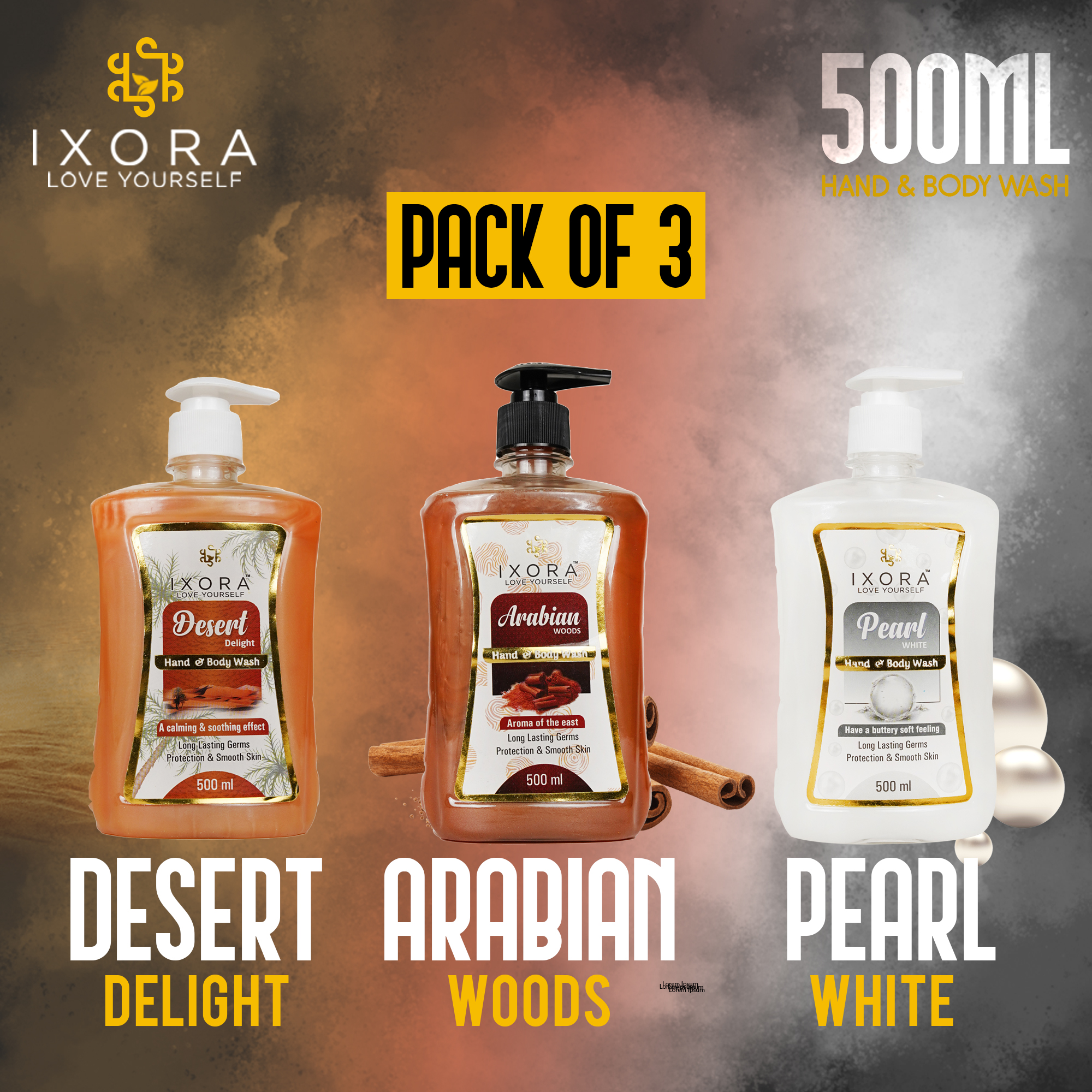 IXORA | PACK OF 3 | DESERT DELIGHT | ARABIAN WOODS | PEARL WHITE