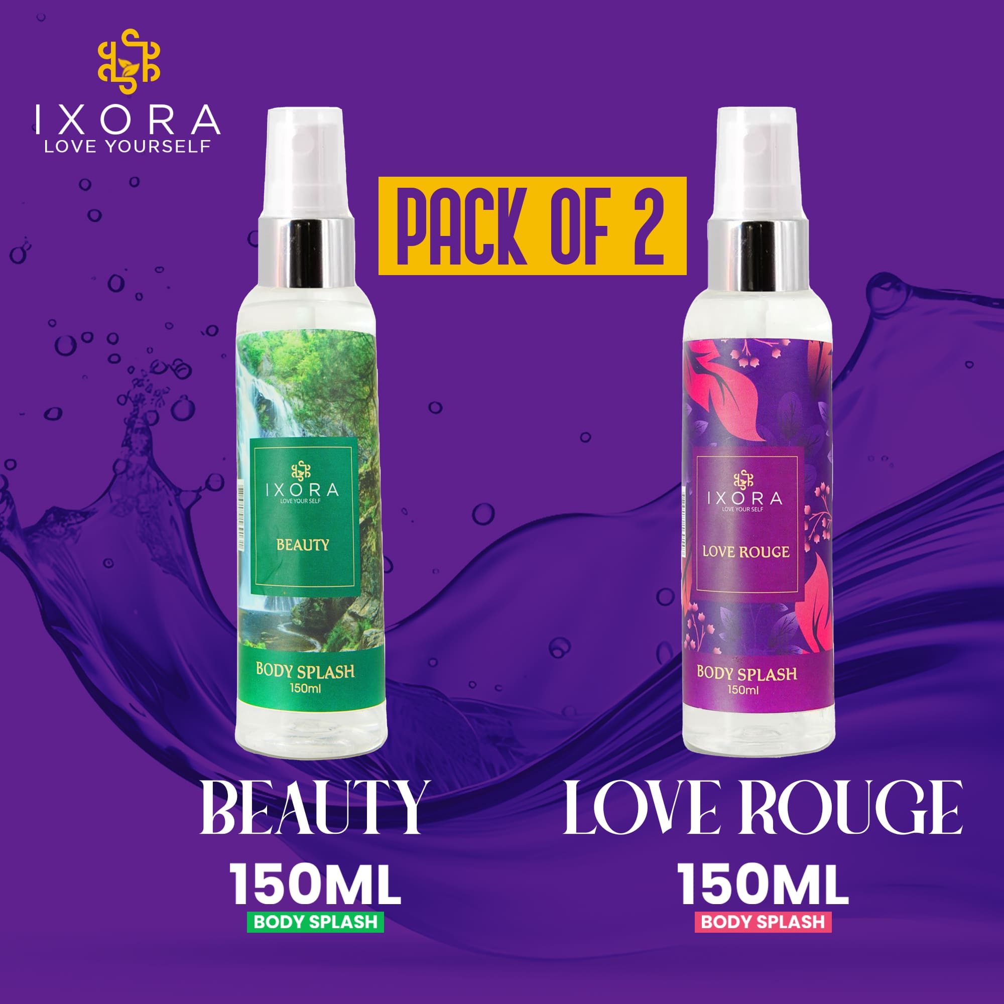 IXORA | Beauty & Love Rouge Pack of 2 Body Mist Perfume 150 ML